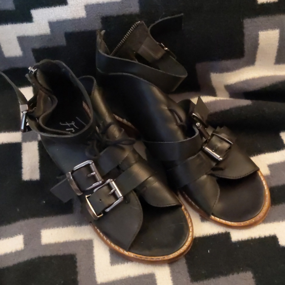 Free People Open Toe Buckle Shoes